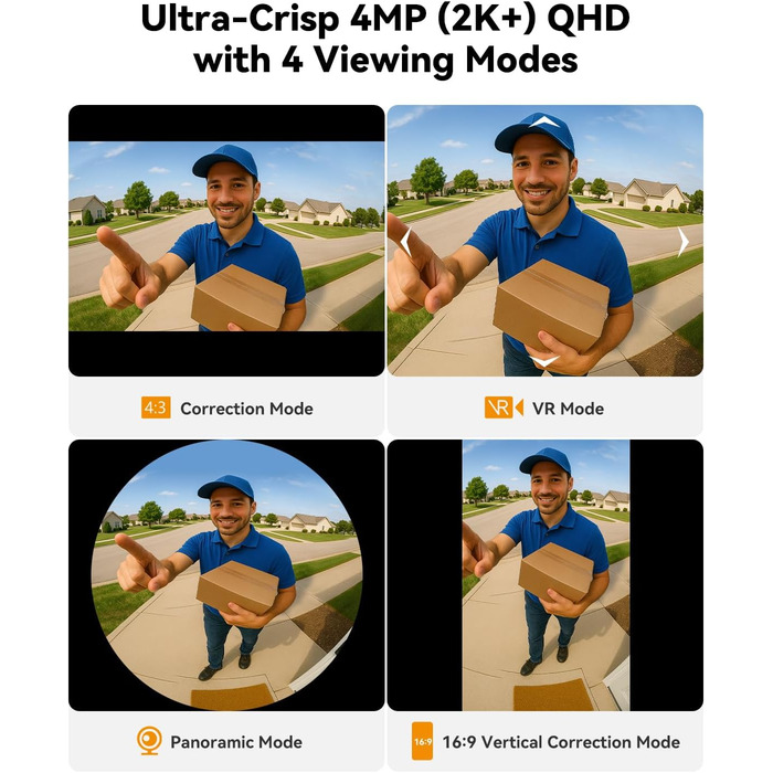 Відеодзвінок Imou DB3 KIT 4MP Panoramic, 2K+ WiFi, нічне бачення 5м, розпізнавання пакунків AI, двосторонній зв'язок