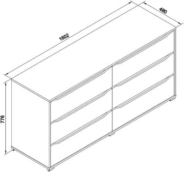 Комод Vicco Ruben, 80x102см (160см, Білий)