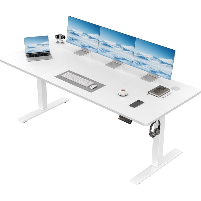 Регульований стіл, електричний, ергономічний, для дому та офісу, білий (150 x 60 см)