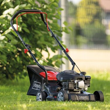 Бензиновий газонокосарка Scheppach MP132-40 - 3.3 PS, ширина 40 см, 3 положення висоти стрижки, кошик 35 л, легкий та компактний, великі колеса, Solo