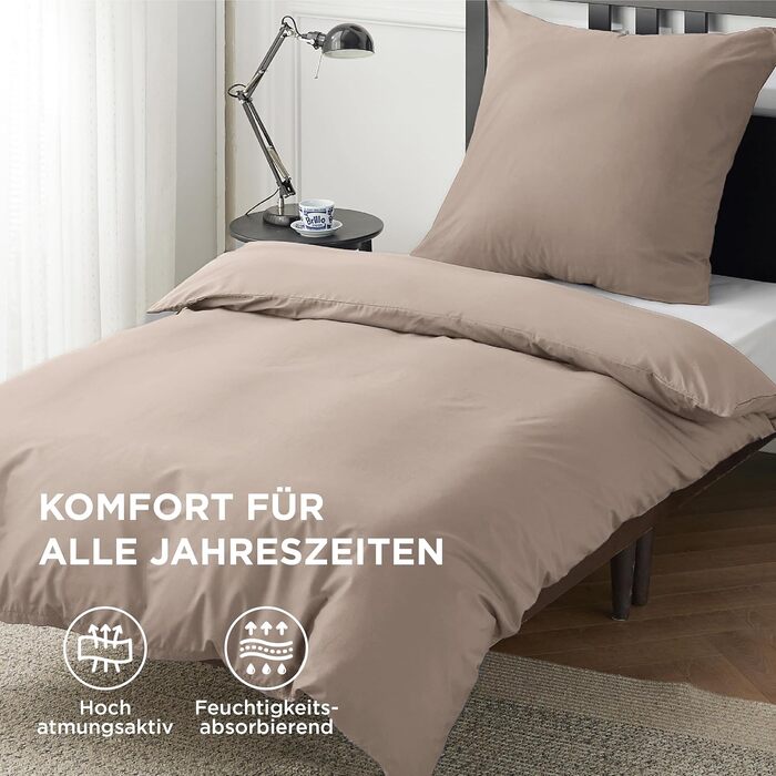 BEDSURE Комплект постільної білизни 135x200 з бавовни 4-х частинний - комплект постільної білизни, 2 наволочки 80x80 см, Oeko-TEX, колір хакі