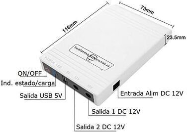 Джерело безперебійного живлення Зарядний пристрій Mini UPS Power Protection або Mini UPS 5 В/12 В із внутрішнім акумулятором і портом USB Міні-автоматичний ДБЖ Ідеально підходить для маршрутизаторів, камер, сигналізацій.