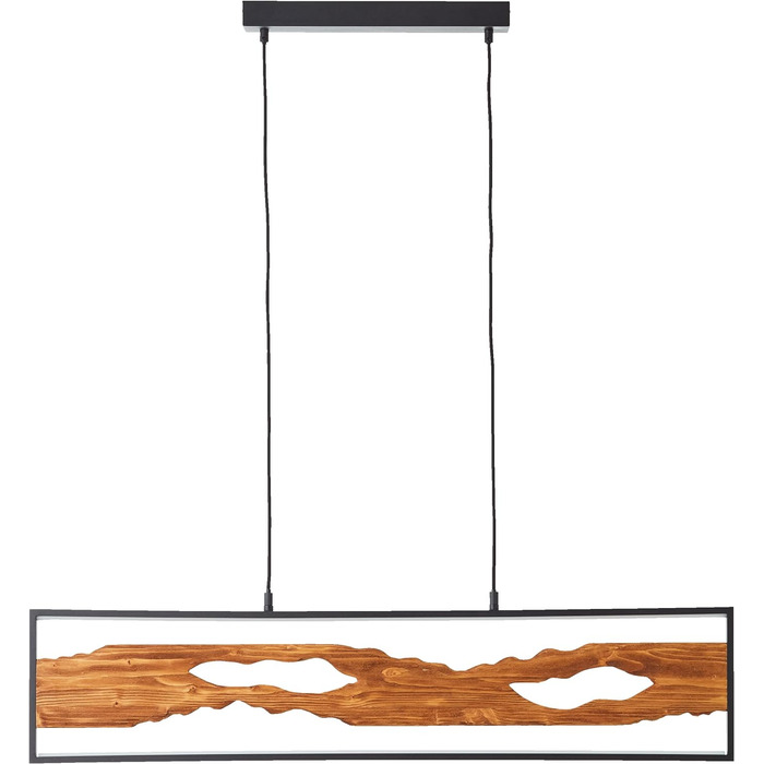Світлодіодний підвісний світильник Lightbox - регульований по висоті підвісний світильник з теплим білим кольором світла - 150 см висота х 8,5 см ширина - 20 Вт - яскравість 2300 люмен - виготовлений з алюмінію/металу/дерева - у чорному/дерев'яному кольор