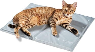 Охолоджуючий килимок PiuPet для кішок 40x50 см I 2 малюнка в 1 I двосторонній охолоджуючий килимок для кішок I сірий охолоджуючий килимок для кішок і собак I охолоджуючу ковдру для кішок 40 x 50 см
