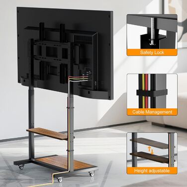 Підставка для телевізора Boden 40-100 дюймів з поличкою та колесами, VESA 800x600, до 100 кг