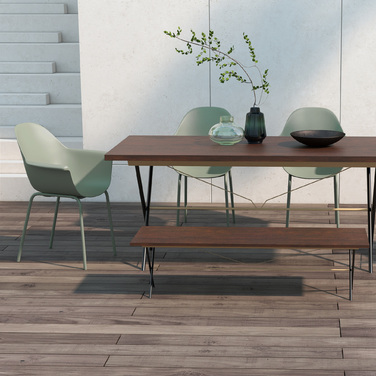 Набір садово-патіо стільців (4 шт.), зі спинкою та підлокітниками, стійкий до погодних умов, витримує до 120 кг, комбінований матеріал (пластик/метал), колір - зелений.