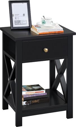 Журнальний столик Yaheetech з шухлядою та полицею, білий, для вітальні та спальні, скандинавський стиль