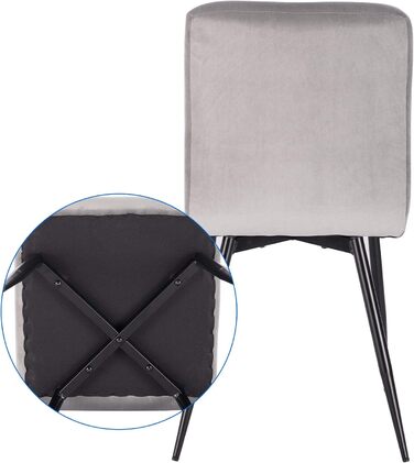 Набір обідніх стільців Lestarain 6 шт. з м'яким сидінням, оксамитові, для кухні/вітальні, металеві ніжки, сірий