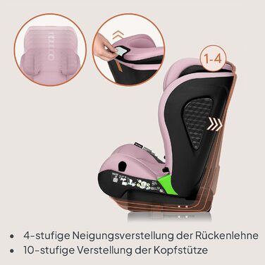 Автокрісло Lionelo NEAL I-Size, група 2/3, 100-150 см, 3-12 років, ISOFIX, регульована підголовник, бічні захисти, підлокітники, стандарт R129