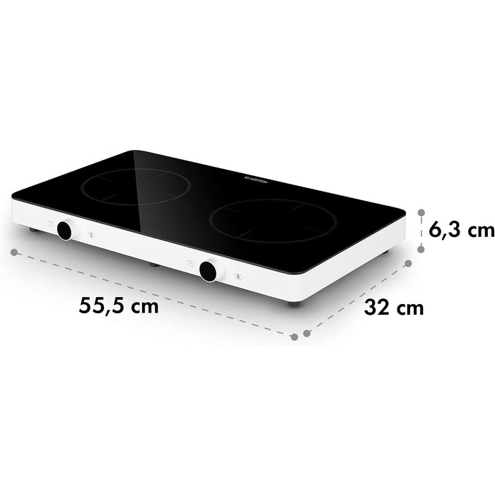 Індукційна плита Klarstein FutureChef Doppel - 3000 Вт, 2 зони, чорна, з LED-дисплеєм та таймером