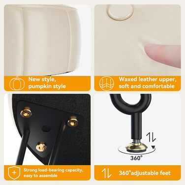 Пуф-табурет для макіяжу YMYNY, стилізування під гарбуз, 32x32x44 см, білий (HBD036W)