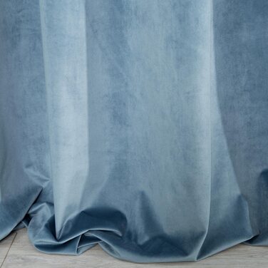 Фіранки для вілли Eurofirany оксамитові м'які оксамитові - стильна фіранка товщиною 290 г/ м2, елегантна гладка однотонна пухнаста сучасна класична вітальня, спальня, вітальня, (з воланами, 140x270 см, синя)