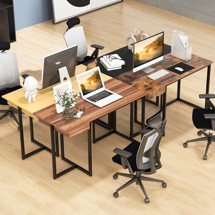 Письмовий стіл з шухлядою, 120 x 55 x 75 см, Комп'ютерний стіл маленький, Офісний стіл, Офісний стіл, Дерев'яний стіл для ПК, Робочий стіл Металевий каркас, для домашнього офісу, офісу, кабінету (вінтажний коричневий)
