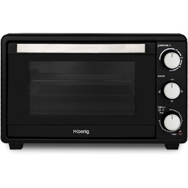 Електрична піч H.Koenig Mini Four 25L: компактна, багатофункціональна, 1500W, 4 режими, таймер, склодвері, решітка-гриль