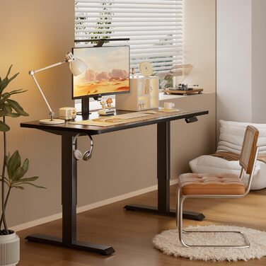 Регульований стіл JUMMICO з 2 моторами, чорний. Стільниця з USB-портами, 3 рівня пам'яті