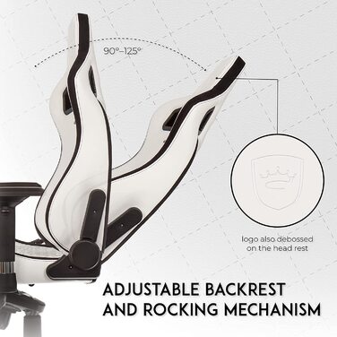 Крісло ігрове Noblechairs Epic, офісне, для роботи, PU-шкіра, з подушкою, білий/чорний