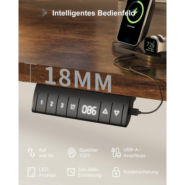 Регульований стіл Homall 200x80 см з USB-портом, електричний, з органайзером для кабелів, пам'ять налаштувань, комп'ютерний стіл