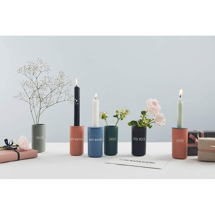 Улюблена Ваза Design Letters, любов-декоративна ваза з різними функціями в модних кольорах, аксесуари продаються окремо, можна мити в посудомийній машині, H 11 см x D 5,5 см. (Темно-зелений)
