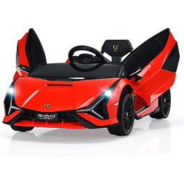 Електромобіль для дітей DREAMADE Lamborghini 12V з пультом, ременем безпеки, підсвічуванням, музикою та сигналом, червоний, від 3 років