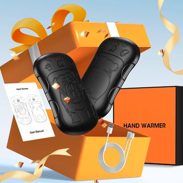 Електричні грілки для рук, 2 шт. 6000mAh, акумуляторні, багаторазові, для спорту, полювання, кемпінгу, теплий подарунок для жінок, чоловіків, дітей (чорний)