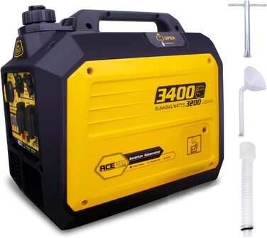 Бензиновий інверторний генератор Aceup 3400W: тихий, портативний, для дому, кемпінгу, 230V, 12V, USB, 4-тактний, 23кг