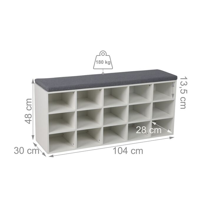 Підставка для взуття Relaxdays з м'яким сидінням та відкритими полицями