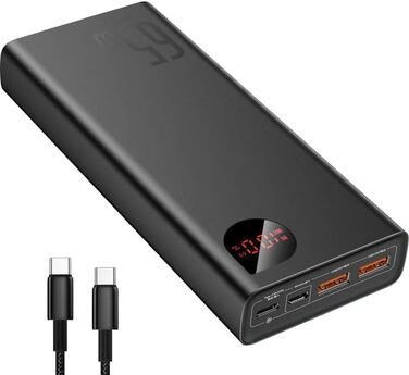 Для ноутбука PD QC 4, Зовнішні акумулятори для мобільних телефонів USB-C Вхід і вихід, для Steam Deck Rog Ally MacBook, Dell, HP, Notebook, iPhone, Galaxy, 65W 20000mAh, Power Bank