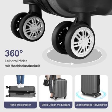 Набір валіз LALAHO 5 шт. з косметичками, ABS, турквіс (смужки)