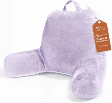 Підкуштуник Sasttie з велюровою спинкою, подушка для підтримки спини для дорослих з підлокітниками, для читання в ліжку, на дивані, на підлозі, в гуртожитку, аксесуар для читання, персиковий (18 дюймів, лаванда)