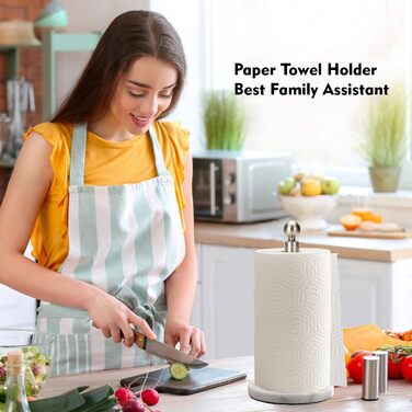 Тримач для паперових рушників на стільницю з обтяженою основою з мармуру, матовий нікель