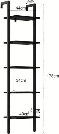 Полиця для сходів YMYNY з 5 ярусами, дерев'яна металева полиця своїми руками, настінна, для книг, декору, рослин, чорний HBC015B