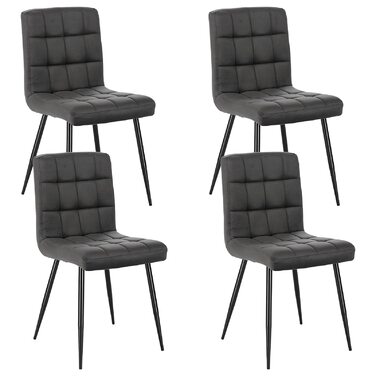 Крісла їдальні Lestarain, комплект з 6 шт. для кухні, вітальні, оббивка з велюру, металеві ніжки, темно-сірий (86x49x42 см)