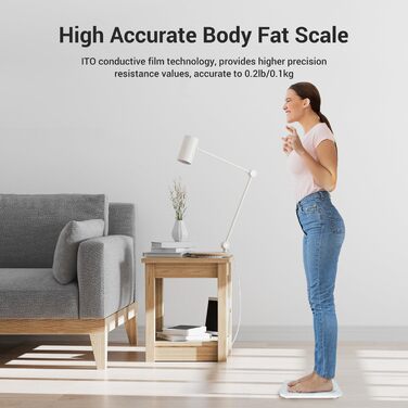 Шкала жиру в організмі PICOOC, ваги для людей у ванній кімнаті цифрові, ваги тіла Bluetooth для людей із додатком, 25 показань, включаючи вагу, м'язову масу, воду, білок, скелетні м'язи, вагу кісток, BMR тощо (S3 Lite White)