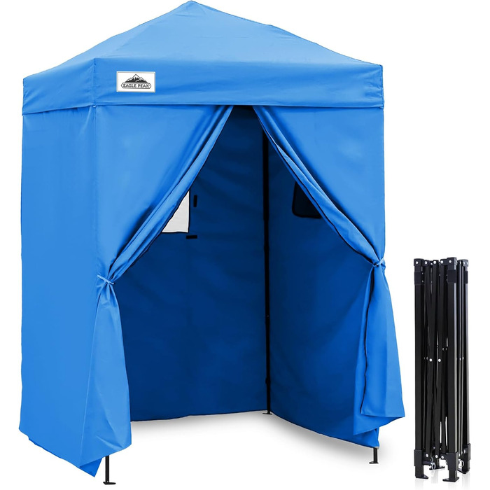 Розкладана переодягальня Eagle Peak Flex Ultra Compact - 1.2 x 1.2 м (5x5 ft), для басейну, фотосесій, кемпінгу, біла/світло-блакитна