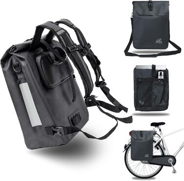 В-1 Багажна полиця для багажу (18 л) - Велосипедний рюкзак, сумка для багажу та сумка через плече - водонепроникний кофр зі світловідбивачами, 3-