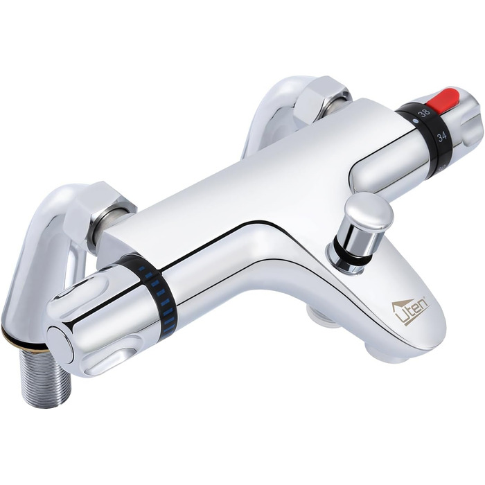 Змішувач для ванни з термостатом Uten, 2 виходи, латунь (срібло-1), захист 38°C