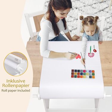 Дитячий столик та стільці ONVAYA® білого кольору з дерева | Дитячий меблевий набір з місцем для зберігання | Дитяча кімната