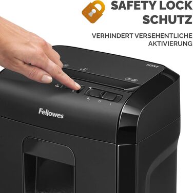 Шредер Fellowes Microcut P5: знищення 2000+ частинок/A4, 10 аркушів, 19л контейнер, безпечний, чорний