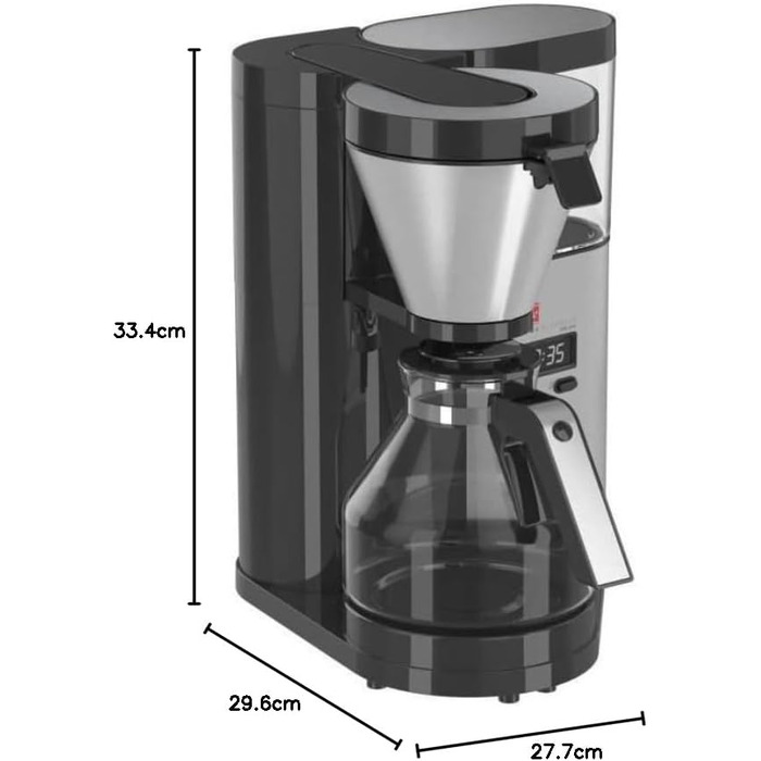 Кавоварка з фільтром - зі скляним глечиком - Функція таймера - Крапля-стоп - 10 чашок - Чорна/Нержавіюча сталь (1012-03) (Aroma Elegance Therm DeLuxe, Одинарна)