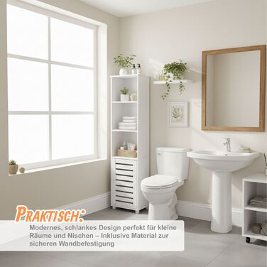 Висока шафа для ванної кімнати Relaxdays з дверцятами