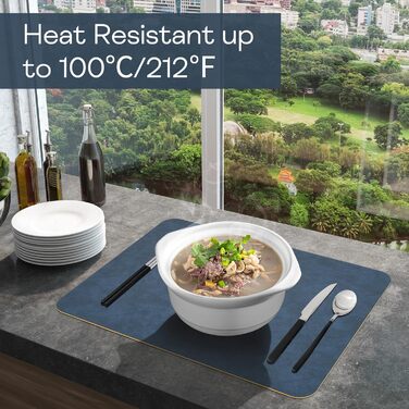 Набір підставок під тарілки 6 шт., синій, 40x30 см, нековзкі, миючіся, з термостійкого кожзаму