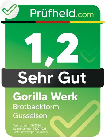 Форма для випічки хліба Gorilla Werk з кришкою, попередньо приправлена, прямокутна, чавунна, аксесуари для випічки