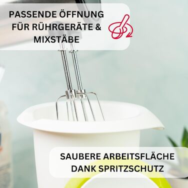 Набір кухонний та для випічки Westmark Duo 4 шт. (Quirltopf 1 л, миска 3,5 л, мірна склянка 1 л, скребок для тіста), пластик/силікон, прозорий/білий/червоний/чорний