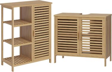 Бамбуковий шафка Bellamio Newa Badregal для ванної кімнати – 5 полиць, 140x33x33 см