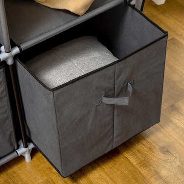 Шкаф HOMCOM Garderobe, розкладний, тканинний, з блискавкою, фліс, темно-сірий, 125x43x162,5 см | Aosom