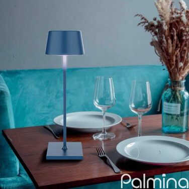 LED настільна лампа Palmina 842 з диммуванням, акумулятор 4400mAh, IP54, для дому та саду, блакитна