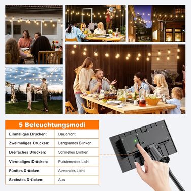 Ланцюжок прикрас Kawaya 10м LED, зовнішній, для саду, тераси, балкону, IP65, вологостійкий, тепле світло