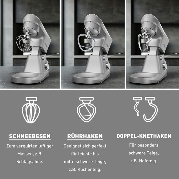 Кухонна машина Heinrich's 1500W з місткою чашею 6L (нержавіюча сталь)