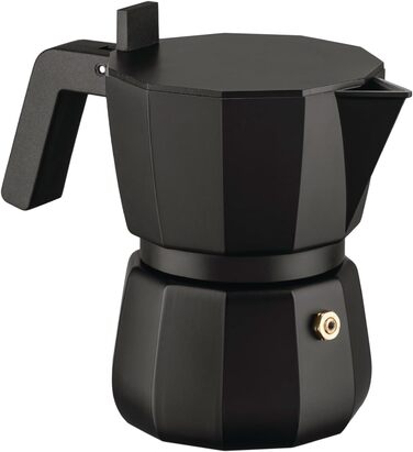 Кавоварка мока Alessi Moka DC06/6 B - 3 чашок, чорний колір, з алюмінію, дизайн