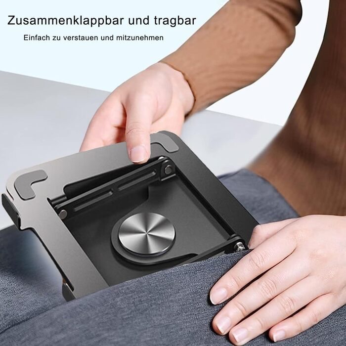 Підставка для ноутбука з регулюванням висоти та поворотним підставою 360°, ергономічна, вентильована, чорна (10-17 дюймів)